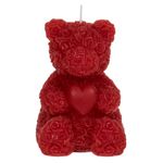 Casa si Gradina - Decoratiuni - Aromaterapie si lumanari - Lumanari si candele - Lumanare decorativa 3D in forma de ursulet cu inima si trandafiri, rosie, 6x8x10,5 cm - Infinity.ro
