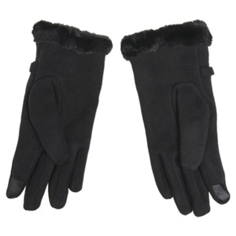 Fashion, accesorii si bijuterii - Femei - Accesorii femei - Manusi femei - Manusi de iarna pentru femei, negre, cu blana artificiala si varfuri pentru ecrane tactile - Infinity.ro