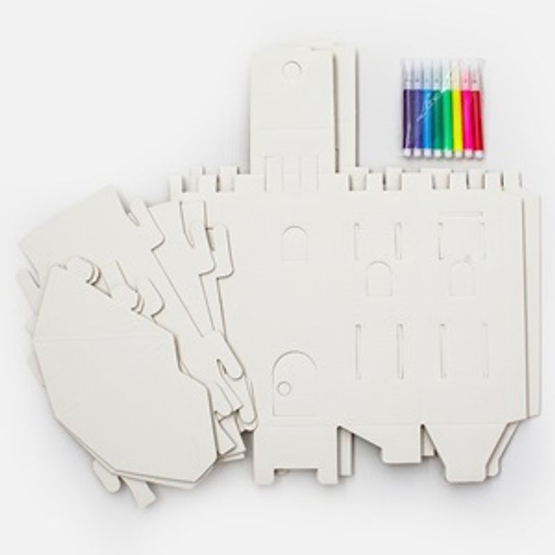 Jucarii, Copii si Bebe - Jucarii si jocuri - Jucarii & jocuri educative - Seturi de artizanat - Set Creativ 3D Castel cu 8 Markere, Alb, 24x24x30cm - Infinity.ro