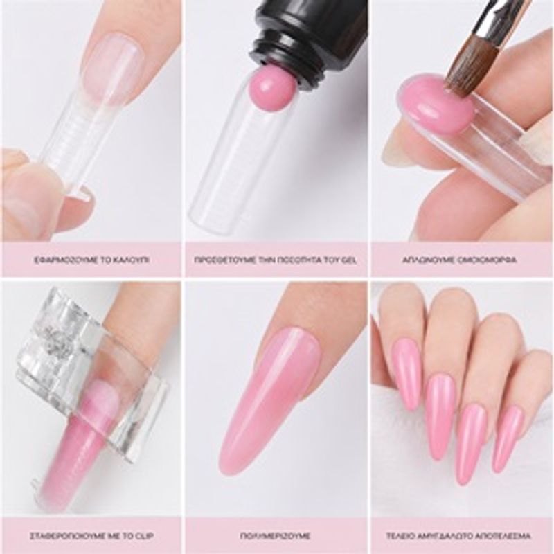 Ingrijire personala si Cosmetice - Manichiura si pedichiura - Produse nail art - Forme reutilizabile pentru unghii, tip Almond, 100 buc, 5 marimi, cu 5 clipsuri - Infinity.ro