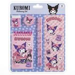 Carti si Birotica - Rechizite - Alte accesorii scolare - Set Scolar Kuromi cu Carnetel, Creioane, Radiera, Ascutitoare si Autocolante, Roz Mov, 6 piese - Infinity.ro