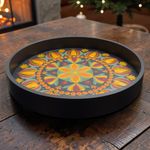 Casa si Gradina - Decoratiuni - Obiecte decorative - Accesorii decorative - Tava unicat decorativa Craciun pictata manual cu model mandala, 30 cm - Infinity.ro