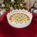 Casa si Gradina - Decoratiuni - Obiecte decorative - Accesorii decorative - Tava decorativa cadou Craciun pictata manual cu model mandala, ceramica, 20 cm - Infinity.ro