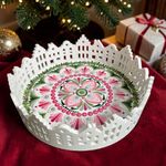 Casa si Gradina - Decoratiuni - Obiecte decorative - Accesorii decorative - Tava decorativa cadou Craciun pictata manual cu model mandala, ceramica, 25 cm - Infinity.ro
