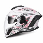 Auto si Moto - Moto - Echipamente protectie moto - Casti moto - Casca Moto/Scuter Integrala FIXATO Raptor, Protectie UV, Viziera Dubla, Design Sportiv, Alb cu Roz, L 59-60cm - Infinity.ro