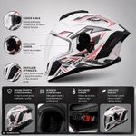 Auto si Moto - Moto - Echipamente protectie moto - Casti moto - Casca Moto/Scuter Integrala FIXATO Raptor, Protectie UV, Viziera Dubla, Design Sportiv, Alb cu Roz, L 59-60cm - Infinity.ro