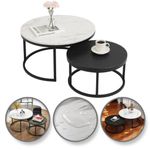 Casa si Gradina - Mobilier - Mese si birouri - Masute de cafea - Set 2 mese, de cafea, rotunde, alb & negru, STL14BCZ, eCarla - Infinity.ro