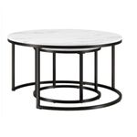 Casa si Gradina - Mobilier - Mese si birouri - Masute de cafea - Set 2 mese, de cafea, rotunde, alb, STL14, eCarla - Infinity.ro