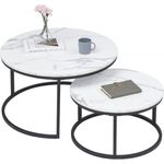 Casa si Gradina - Mobilier - Mese si birouri - Masute de cafea - Set 2 mese, de cafea, rotunde, alb, STL14, eCarla - Infinity.ro