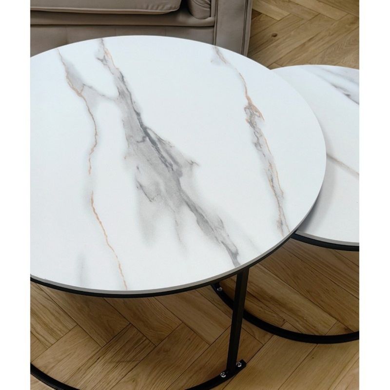Casa si Gradina - Mobilier - Mese si birouri - Masute de cafea - Set 2 mese, de cafea, rotunde, alb, STL14, eCarla - Infinity.ro