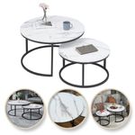 Casa si Gradina - Mobilier - Mese si birouri - Masute de cafea - Set 2 mese, de cafea, rotunde, alb, STL14, eCarla - Infinity.ro