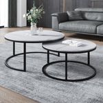 Casa si Gradina - Mobilier - Mese si birouri - Masute de cafea - Set 2 mese, de cafea, rotunde, alb, STL14, eCarla - Infinity.ro