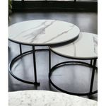 Casa si Gradina - Mobilier - Mese si birouri - Masute de cafea - Set 2 mese, de cafea, rotunde, alb, STL14, eCarla - Infinity.ro
