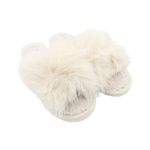 Fashion, accesorii si bijuterii - Femei - Incaltaminte femei - Slapi si papuci femei - Papuci de casa pufosi dama Antonio, crem, confort premium, poliester + talpa EVA, 38-39 EU - Infinity.ro