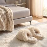 Fashion, accesorii si bijuterii - Femei - Incaltaminte femei - Slapi si papuci femei - Papuci de casa pufosi dama Antonio, crem, confort premium, poliester + talpa EVA, 38-39 EU - Infinity.ro