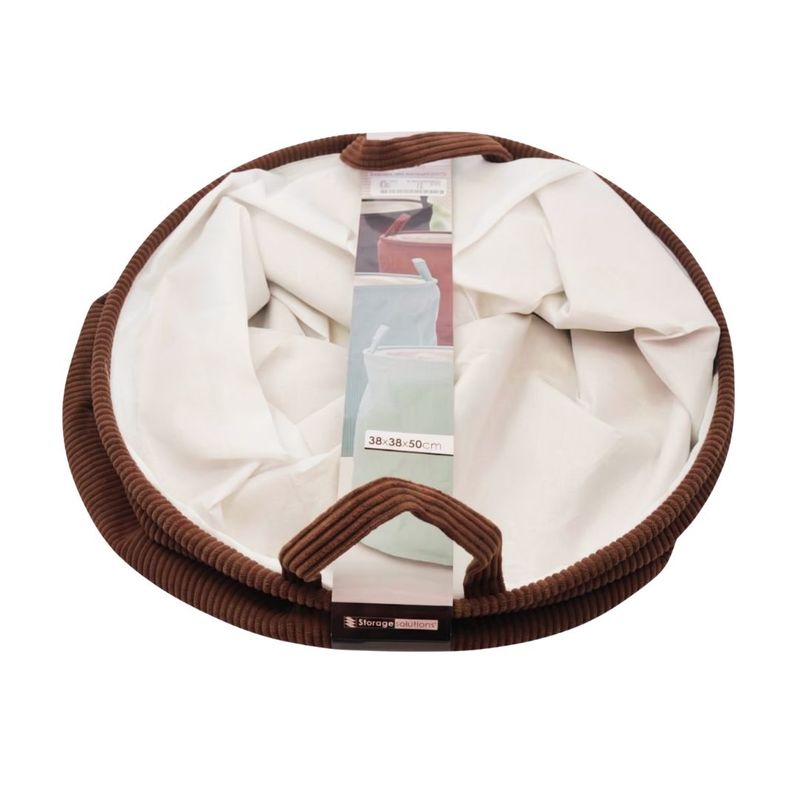 Market - Spalare si intretinere rufe - Uscatoare de rufe si accesorii - Cos de rufe pliabil, textil, rotund, 38x38x50 cm, culoare maro - Infinity.ro