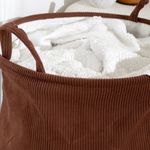 Market - Spalare si intretinere rufe - Uscatoare de rufe si accesorii - Cos de rufe pliabil, textil, rotund, 38x38x50 cm, culoare maro - Infinity.ro
