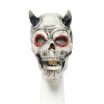 Casa si Gradina - Decoratiuni - Decoratiuni petrecere - Masti si costume carnaval - Masca pentru Halloween, Amscan, model demon craniu, gri cu coarne negre si ochi rosii, one size - Infinity.ro