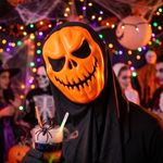 Casa si Gradina - Decoratiuni - Decoratiuni petrecere - Masti si costume carnaval - Masca pentru Halloween, Goodmark, model dovleac, cu gluga neagra, one size - Infinity.ro