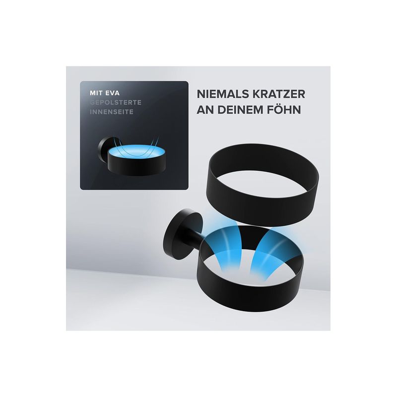 Casa si Gradina - Sanitare - Suporturi si accesorii baie - Suporturi baie - Suport pentru uscator de par Kvitoya din otel inoxidabil negru mat - Infinity.ro