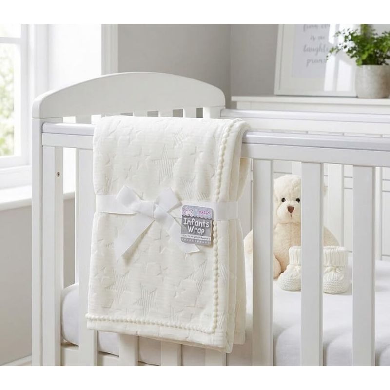 Casa si Gradina - Textile si covoare - Pături și cuverturi - Paturici copii - Paturica pentru bebelusi 90 x75 cm Soft Touch - alba - Infinity.ro