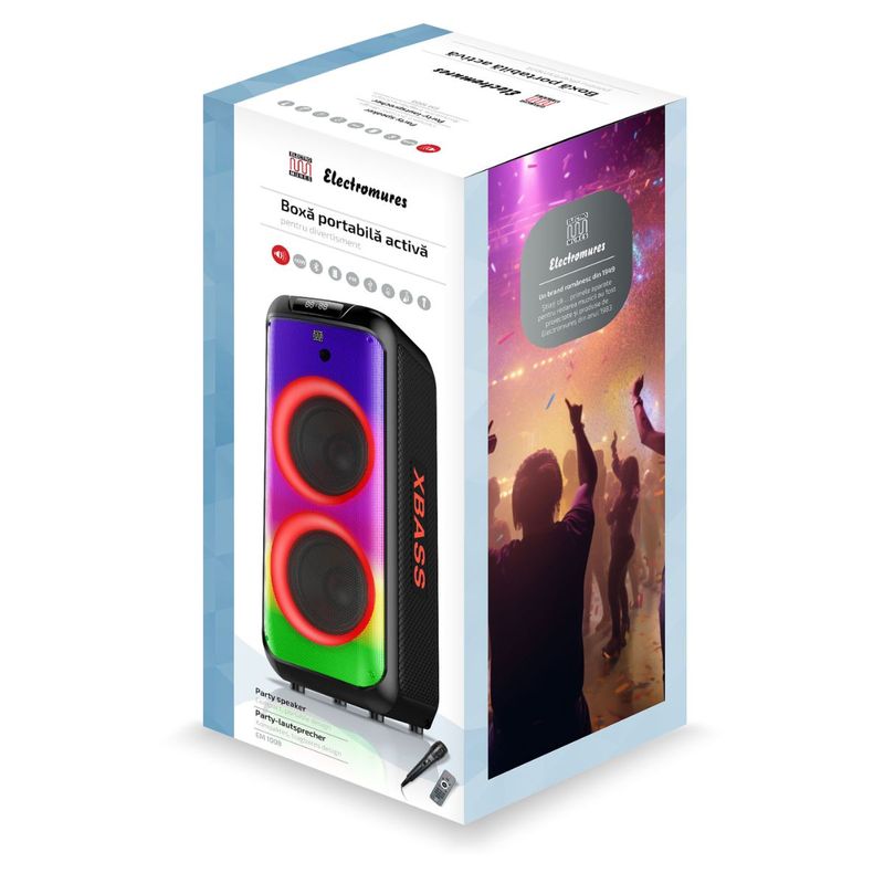 TV, Audio-Video si Foto - Portabile audio - Boxe portabile - Boxa portabila Bluetooth cu microfon si telecomanda Electromures EM 1008 - Infinity.ro