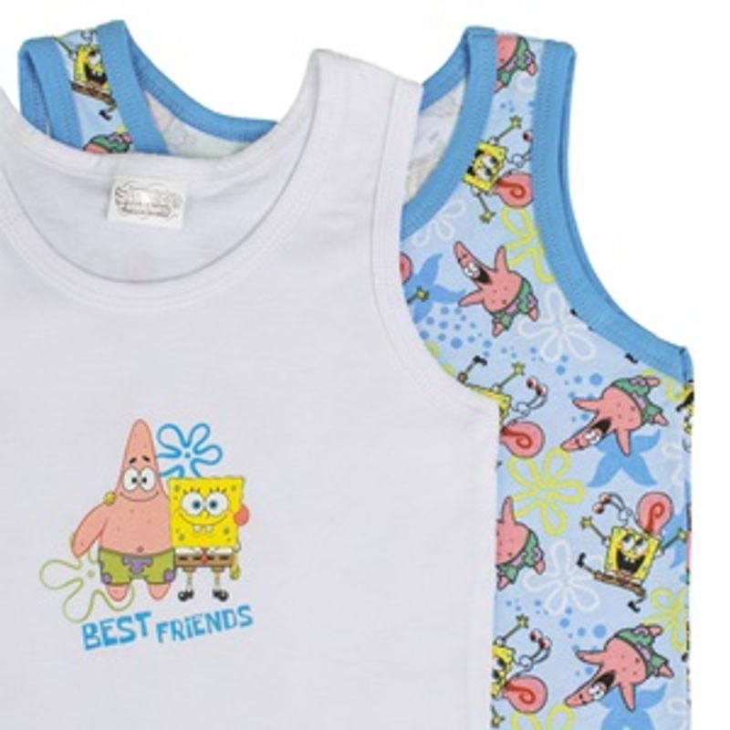 Fashion, accesorii si bijuterii - Copii - Imbracaminte copii - Tricouri copii - Set Maiouri din Bumbac Albastru cu Model Spongebob pentru Copii - Infinity.ro