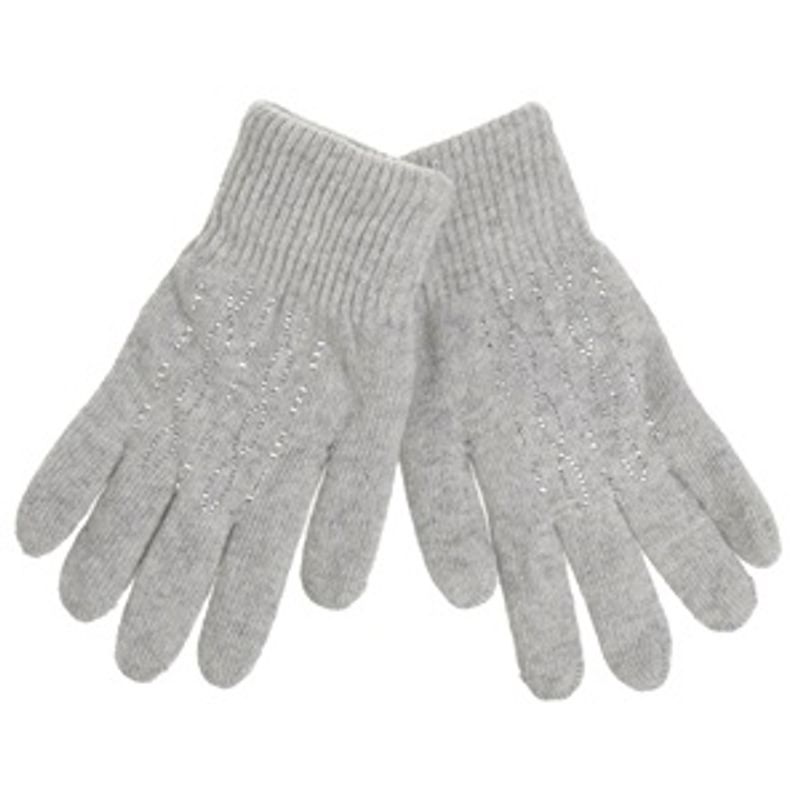 Fashion, accesorii si bijuterii - Femei - Accesorii femei - Manusi femei - Manusi tricotate pentru femei, gri deschis, cu strasuri si captuseala - Infinity.ro