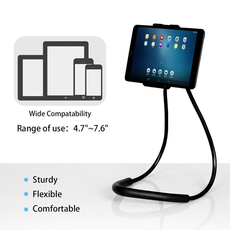 Laptop, Telefoane si Tablete - Telefoane mobile si accesorii - Accesorii Telefoane - Suport si docking telefoane - Suport Telefon Reglabil Handsfree, Flexibil, pentru Dispozitive 4.7-7.6 inch, Negru - Infinity.ro