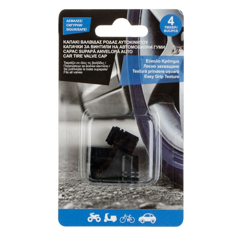 Auto si Moto - Anvelope si jante - Accesorii roti - Capace roti - Capace din Aluminiu Negru pentru Supape de Anvelope - Set de 4 - Infinity.ro
