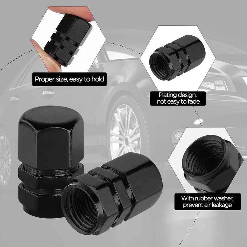 Auto si Moto - Anvelope si jante - Accesorii roti - Capace roti - Capace din Aluminiu Negru pentru Supape de Anvelope - Set de 4 - Infinity.ro