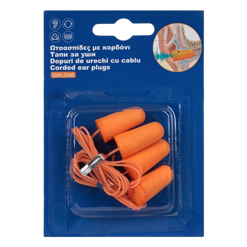 Ingrijire personala si Cosmetice - Sanatate si wellness - Aparate medicale - Dispozitive si accesorii medicale uz casnic - Dopuri de urechi cu snur, 2 perechi, Portocaliu, 33 dB - Infinity.ro