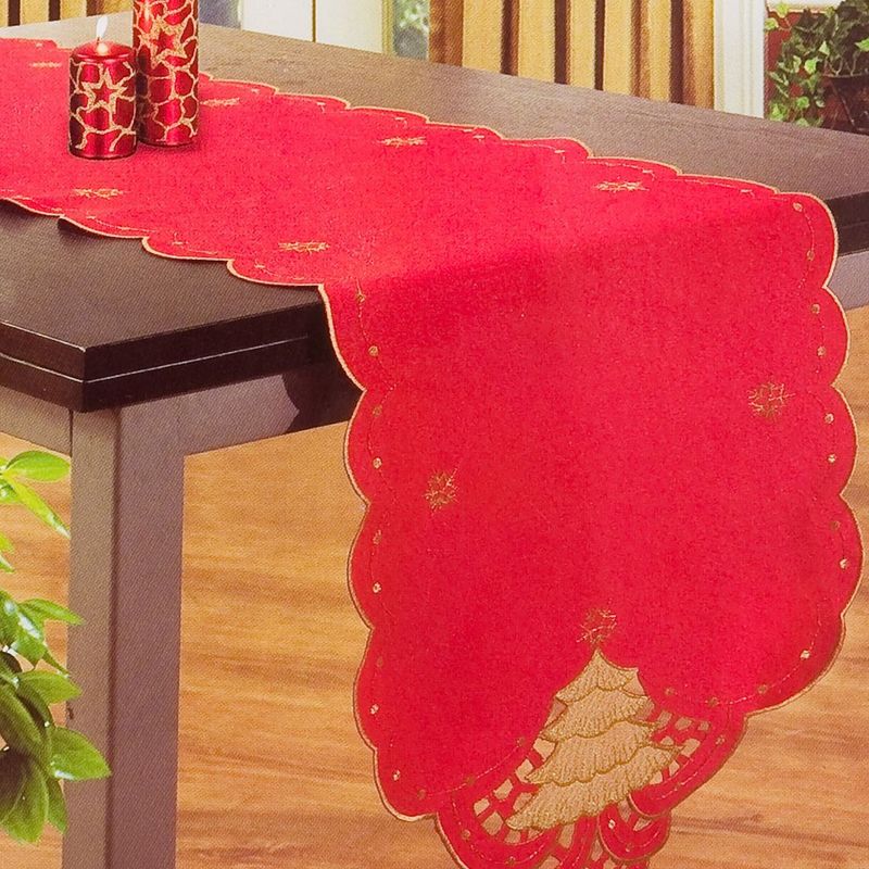 Casa si Gradina - Textile si covoare - Textile bucatarie - Servete si naproane - Napron de Craciun Ros Brad 150x35cm - Infinity.ro