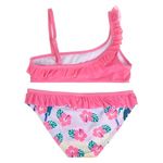 Fashion, accesorii si bijuterii - Copii - Lenjerie si pijamale copii - Costume de baie copii - Costum de baie cu volan pentru copii, roz, cu imprimeu Stitch si flori - Infinity.ro
