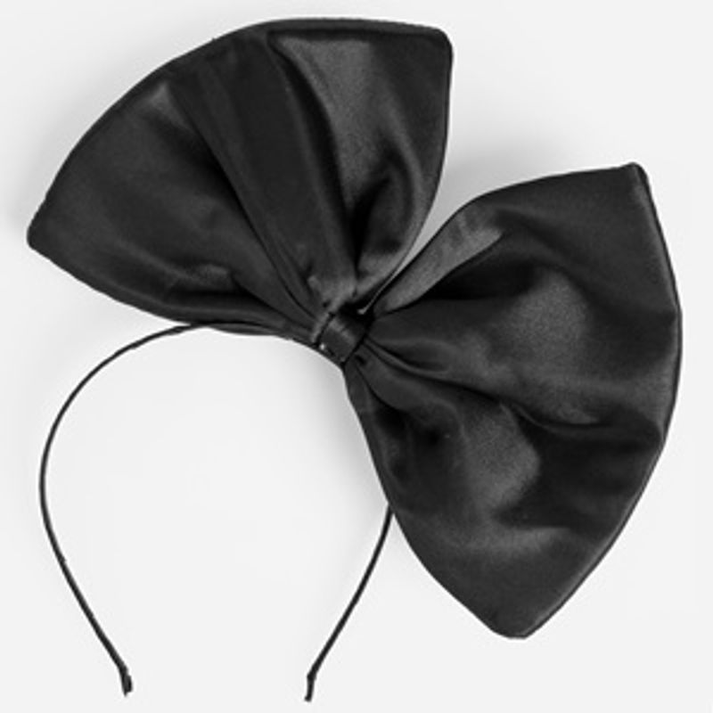 Fashion, accesorii si bijuterii - Copii - Accesorii copii - Accesorii pentru par copii - Bentita cu funda mare din satin, neagra - Infinity.ro