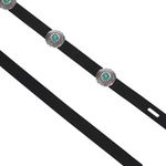 Fashion, accesorii si bijuterii - Femei - Accesorii femei - Curele femei - Curea pentru femei cu discuri decorative si pietre turcoaz, 115 cm, neagra - Infinity.ro