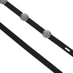 Fashion, accesorii si bijuterii - Femei - Accesorii femei - Curele femei - Curea pentru femei cu discuri decorative si pietre turcoaz, 115 cm, neagra - Infinity.ro