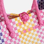 Fashion, accesorii si bijuterii - Femei - Accesorii femei - Genti si rucsacuri femei - Geanta impletita multicolor in carouri, 36x22x25cm - Infinity.ro