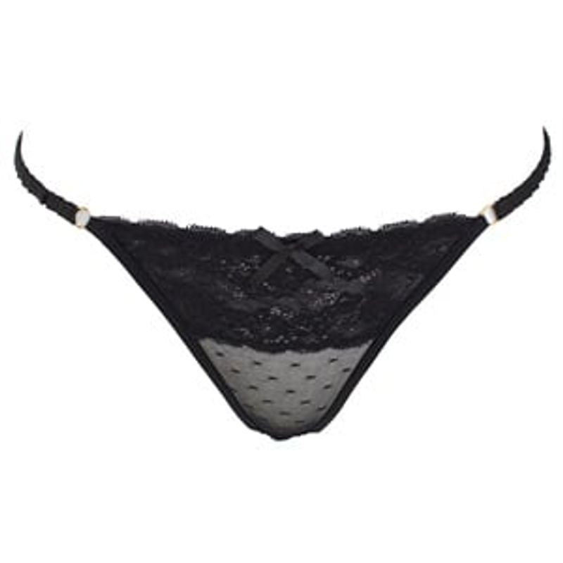 Fashion, accesorii si bijuterii - Femei - Lenjerie si pijamale femei - Lenjerie intima femei - Chiloti String Dama cu Dantela si Elastic, Negru - Infinity.ro