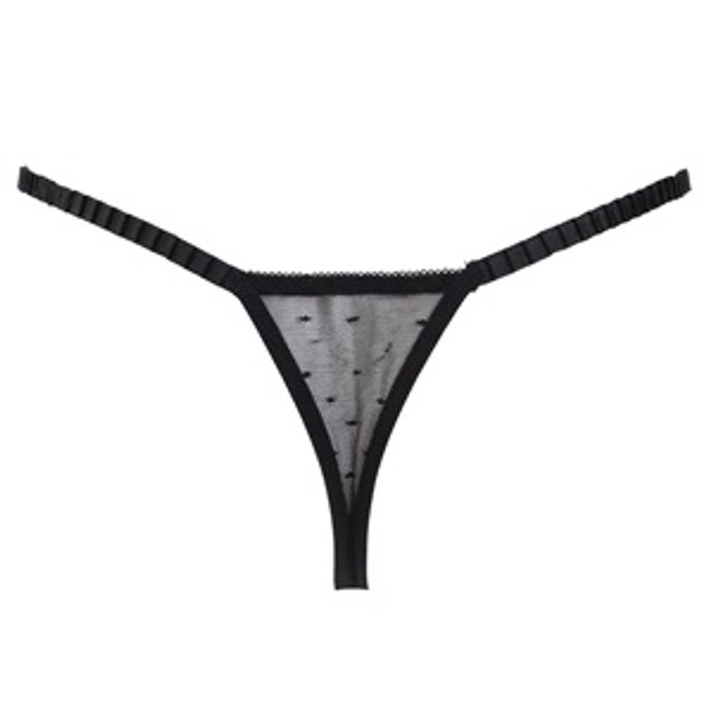 Fashion, accesorii si bijuterii - Femei - Lenjerie si pijamale femei - Lenjerie intima femei - Chiloti String Dama cu Dantela si Elastic, Negru - Infinity.ro