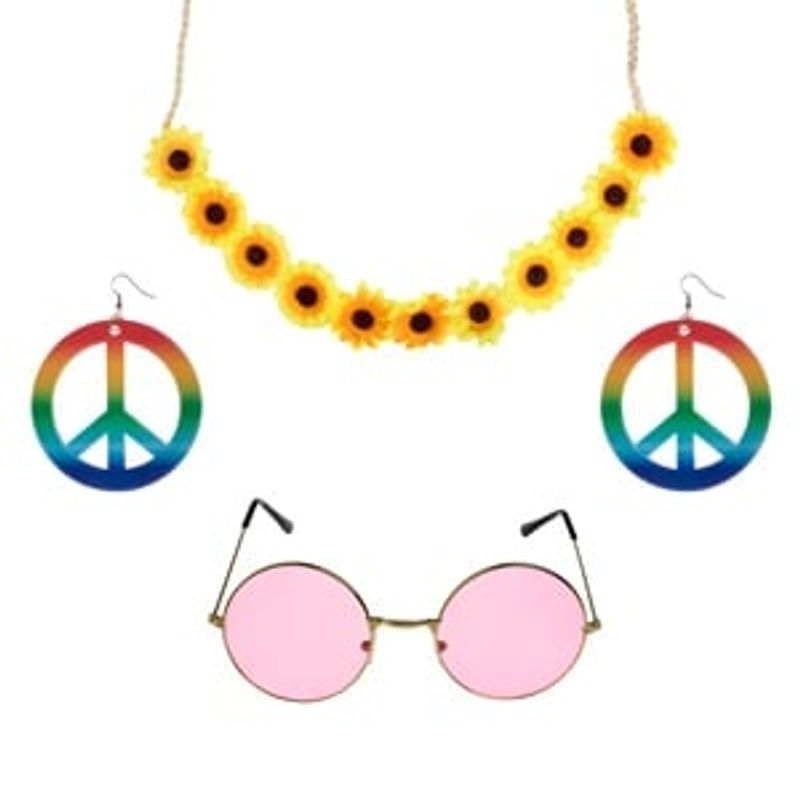 Casa si Gradina - Decoratiuni - Decoratiuni petrecere - Masti si costume carnaval - Set Deghizare Costum Hippie Multicolor - Infinity.ro