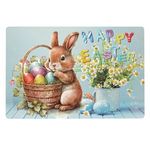 Casa si Gradina - Textile si covoare - Textile bucatarie - Servete si naproane - Suport farfurie de paste din plastic cu model iepuras si oua, 45x30 cm - Infinity.ro