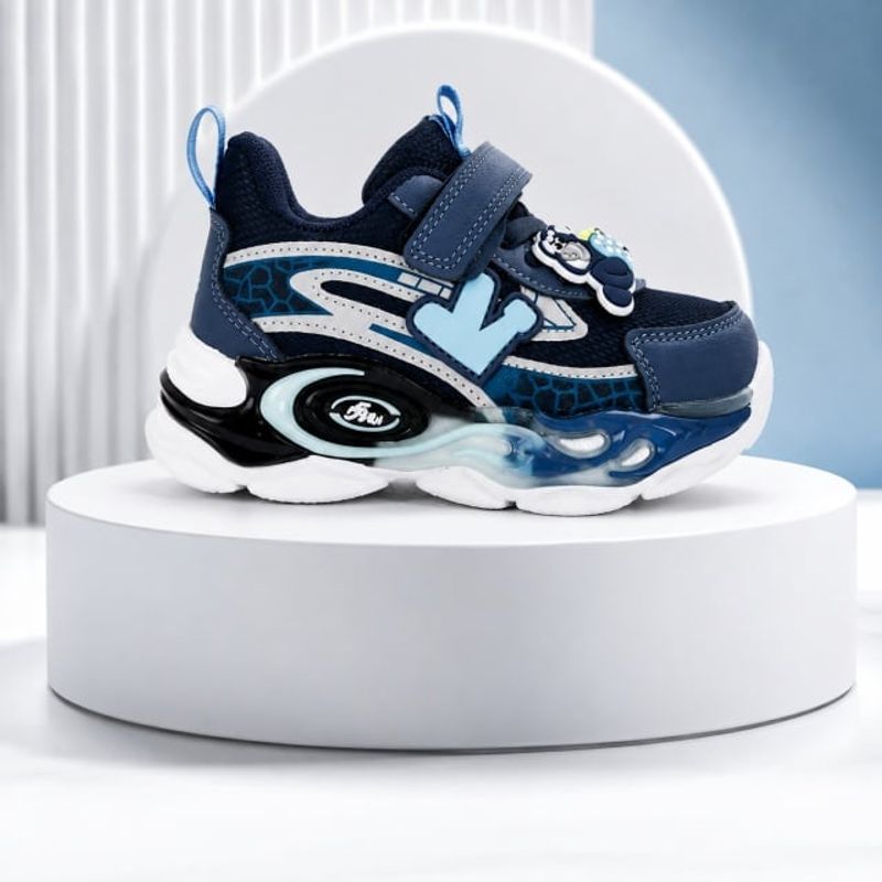 Fashion, accesorii si bijuterii - Copii - Incaltaminte copii - Sneakers si tenisi copii - Pantofi sport cu luminite, Model Navy Style, Piele ecologica, Baieti, Bleumarin, Marimea 26 - Infinity.ro
