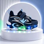 Fashion, accesorii si bijuterii - Copii - Incaltaminte copii - Sneakers si tenisi copii - Pantofi sport cu luminite, Model Navy Style, Piele ecologica, Baieti, Bleumarin, Marimea 26 - Infinity.ro