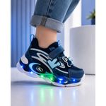 Fashion, accesorii si bijuterii - Copii - Incaltaminte copii - Sneakers si tenisi copii - Pantofi sport cu luminite, Model Navy Style, Piele ecologica, Baieti, Bleumarin, Marimea 26 - Infinity.ro