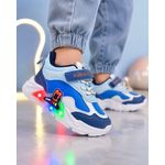 Fashion, accesorii si bijuterii - Copii - Incaltaminte copii - Sneakers si tenisi copii - Pantofi sport cu luminite, Model Bubudoo 3, Piele ecologica, Baieti, Albastru,Marimea 30 - Infinity.ro