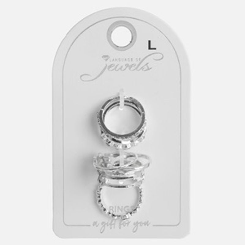 Fashion, accesorii si bijuterii - Femei - Bijuterii femei - Inele femei - Set de 8 Inele Argintii cu Strasuri pentru Femei - Infinity.ro