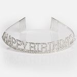 Casa si Gradina - Decoratiuni - Decoratiuni petrecere - Accesorii pentru petrecere - Tiara de Petrecere Happy Birthday cu Stras, Argintie - Infinity.ro