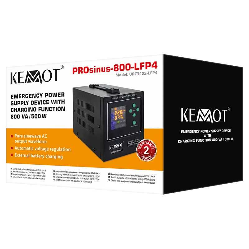 PC, gaming si accesorii - UPS-uri - UPS-uri fara management - UPS centrala termica, 800 VA, 500 W, 12 V, Kemot, URZ3405-LFP4, Kemot-800-LFP4, functii multiple, sinusoida pura - Infinity.ro