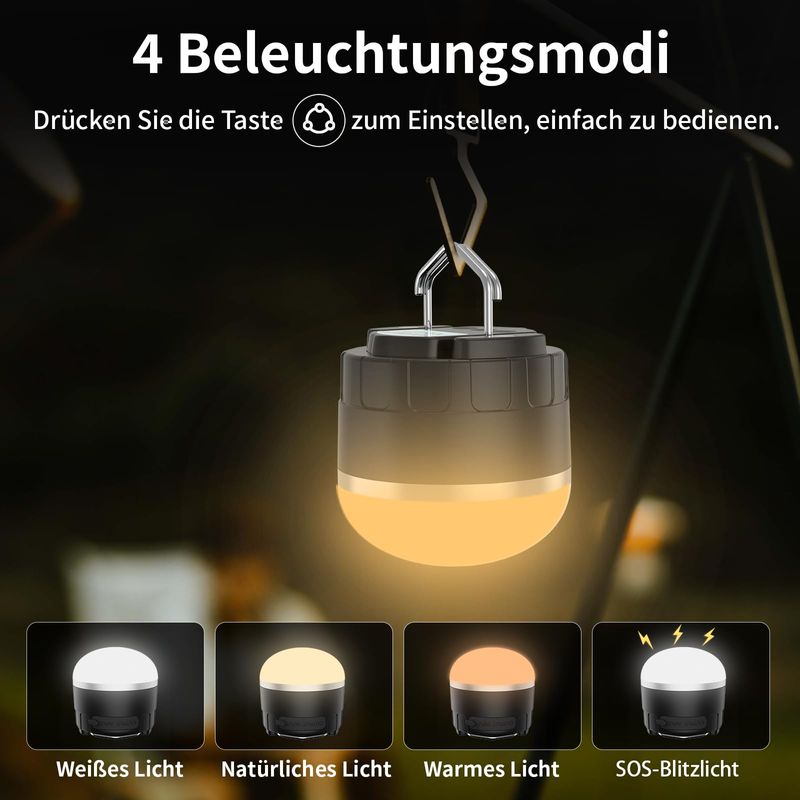 Sport si Outdoor - Camping - Articole solare camping - Lampi si lanterne camping - Lanterna LED de camping reincarcabila 1000LM Power Bank cu 3 moduri de culoare etansa - Infinity.ro
